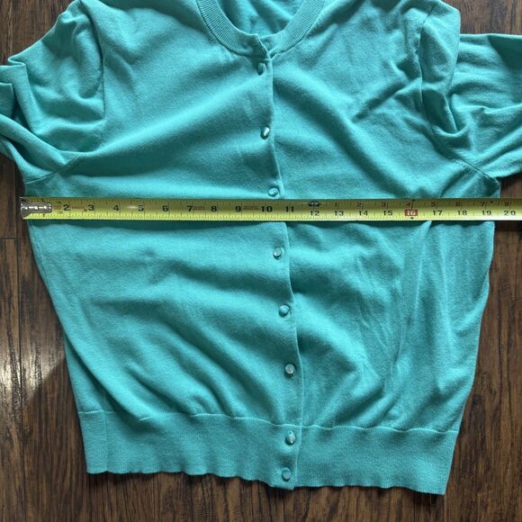 J Crew Women’s Cardigan Classic 3/4 Sleeve Button Sweater in Aqua Size XL - Picture 6 of 10